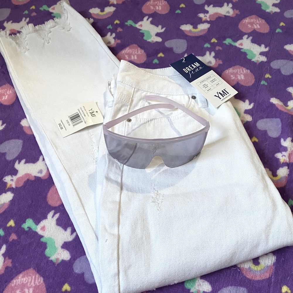 YMI White distressed crop jeans